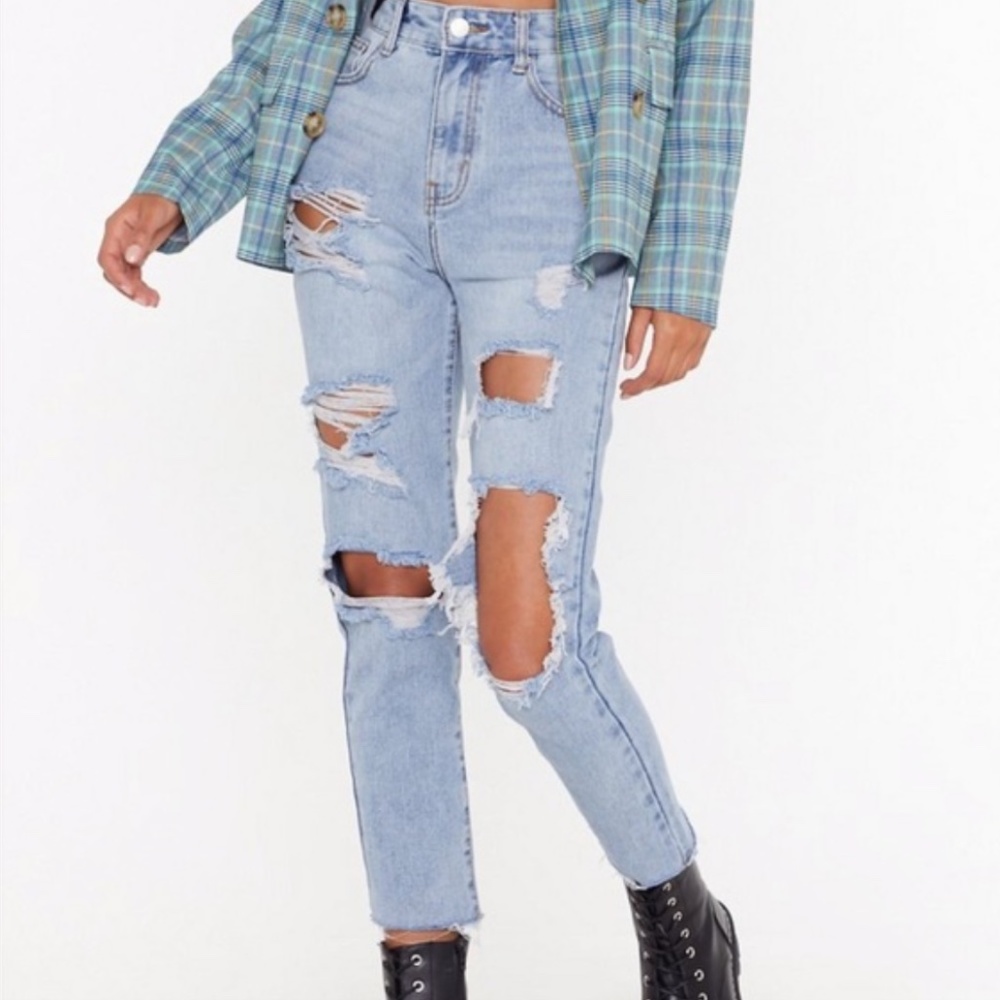 Momokrom Nasty Gal Faded & Distressed Blue Jeans